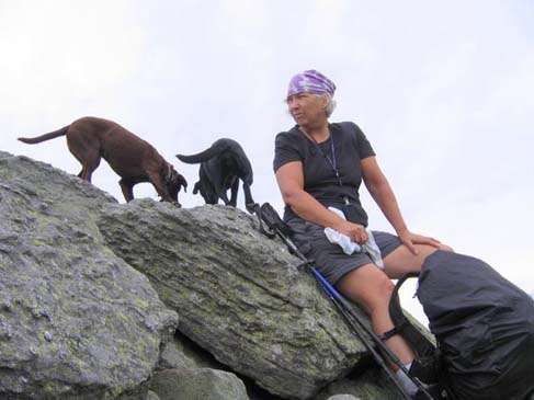 Quincy, Tessa, and Deb on Mt. Madison (photo by Mark Malnati)