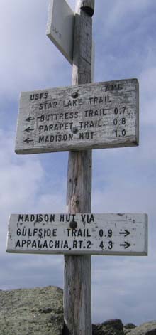 Trail signs on Mt. Adams (photo by Mark Malnati)