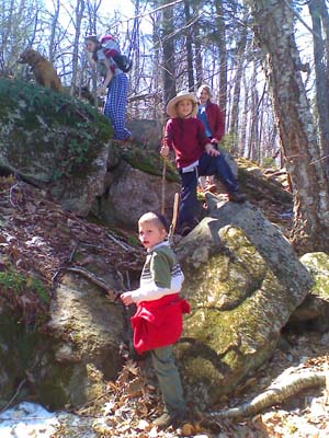 The 4 kids and the dog on the trail (photo by Bill Mahony)