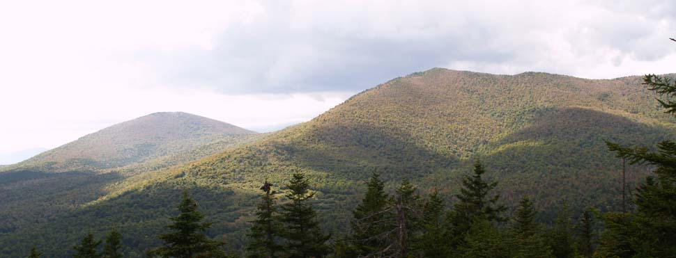 Chandler Mountain (left) and Sable Mountain (right) as seen from the summit of Eastman Mountain (photo by Webmaster)