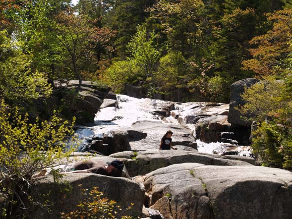 Cascades and ledges at the Whitewall Brook Outlook (photo by Webmaster)