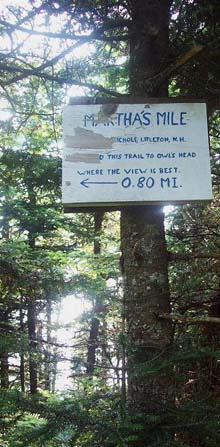 Trail sign for Martha's Mile (photo by Alex Clogston)