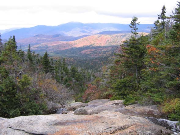 View of the Pemigewasset Wilderness and the Bonds from the outlet of Norcross Pond (photo by Mark Malnati)