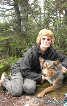 Mary and Zvijezda atop Mt. Nancy - another completed on their New England's 100 Highest checklist (photo by Mary Sheldon)