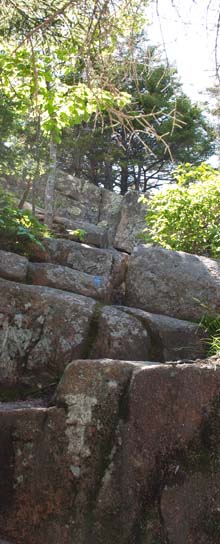 Rock scrambles up Pemetic Mountain Northeast Trail (photo by Webmaster)