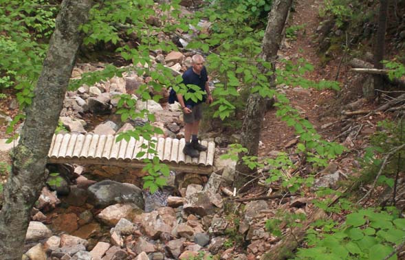 Mark below Waterfall Bridge on Hadlock Brook Trail (photo by Deb Hann)