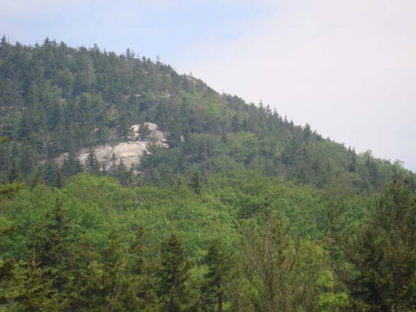 Trail to Welch Mountain &ndash; those dots on the ledges are hikers (photo by Chris Gillespie)
