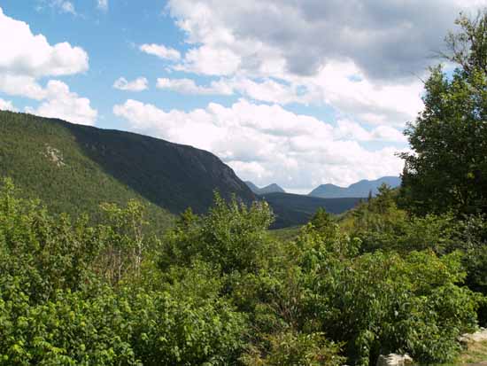 View from hut into Zealand and Carrigain Notches (photo by Webmaster)
