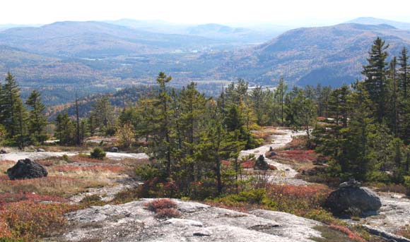 View from summit slabs.  That's the Androscoggin River running through the valley in the background. (photo by Webmaster)