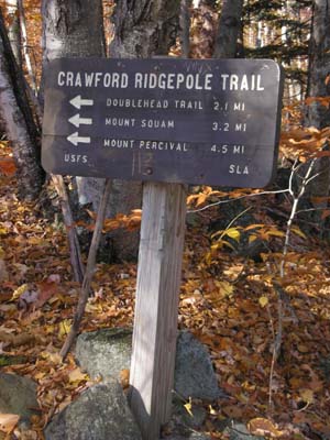 Crawford-Ridgepole Trail signpost (photo by Mike Dickerman)